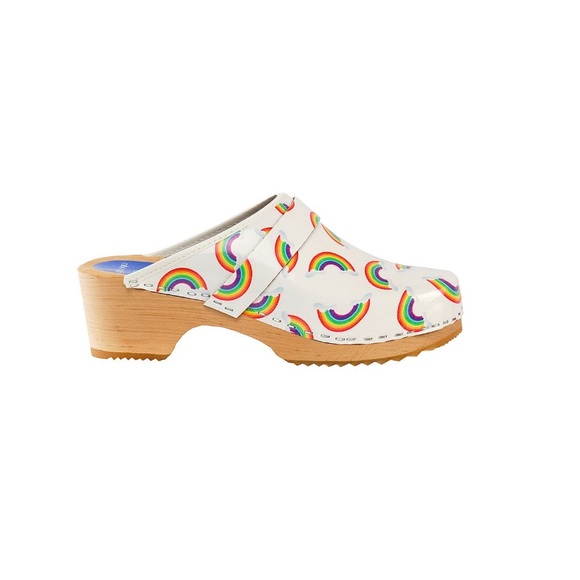 Cape Clogs Shoes - Cape Clogs Sweden Alder Wood White & Multicolor Rainbow Women’s EU Size 35